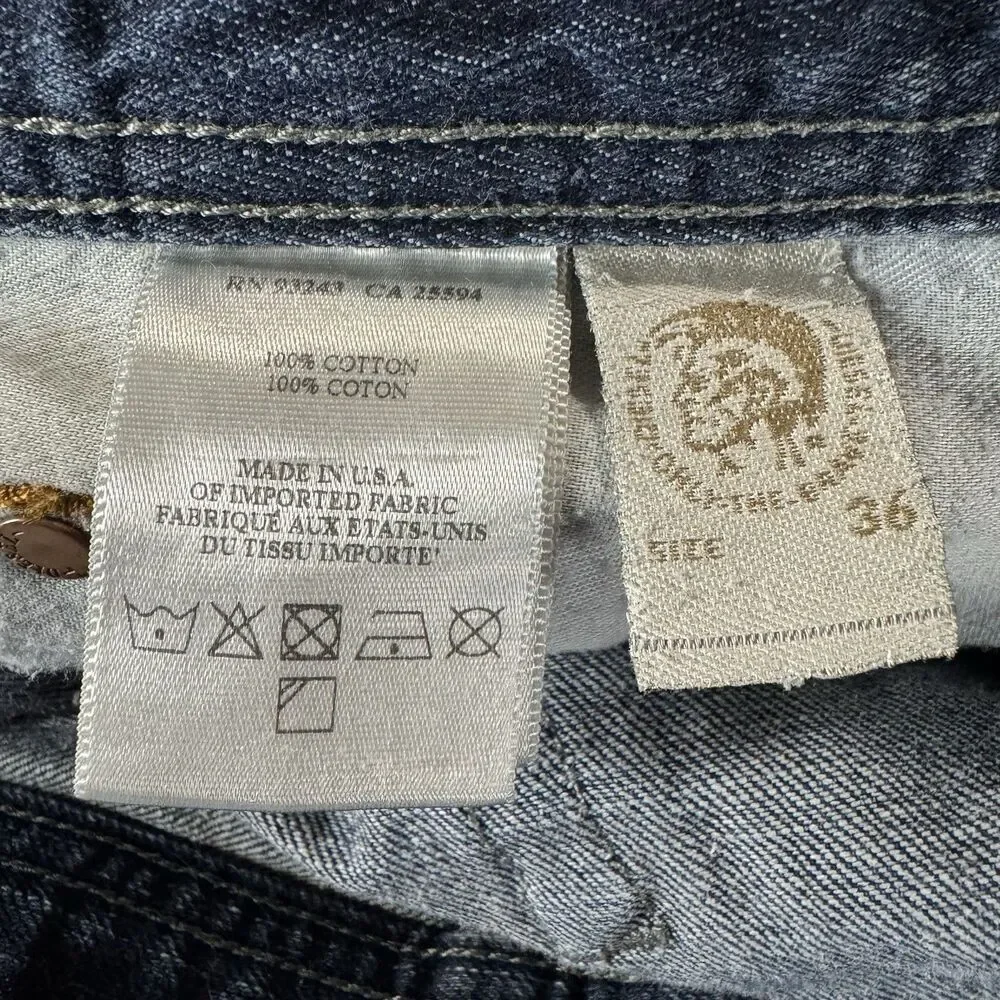 DIESEL Larkee Mens Jeans Dark Wash Denim Regular Straight Size W36 L27 *ALTERED*
